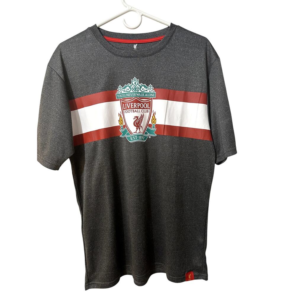 Liverpool FC T Shirt Mens Large Gray Soccer Crest Graphic Official LFC Tee EPL